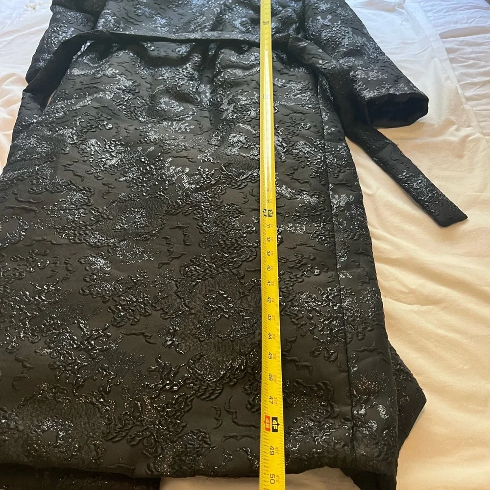 Alice + Olivia Ima Duvet Maxi Puffer Coat Black Metallic Jacquard XS